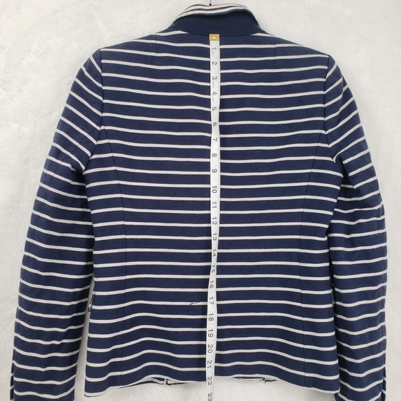 J. Crew Schoolboy Blazer Women US 4 Navy White Stripe linen cotton nautical - Picture 8 of 13